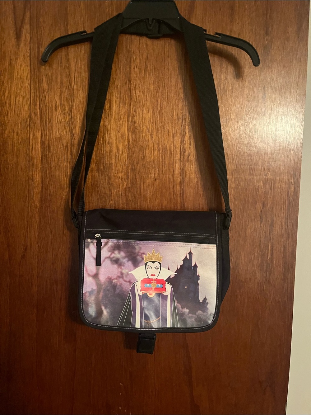 Disney Black Crossbody Bag with Purple-Toned Queen Graphic